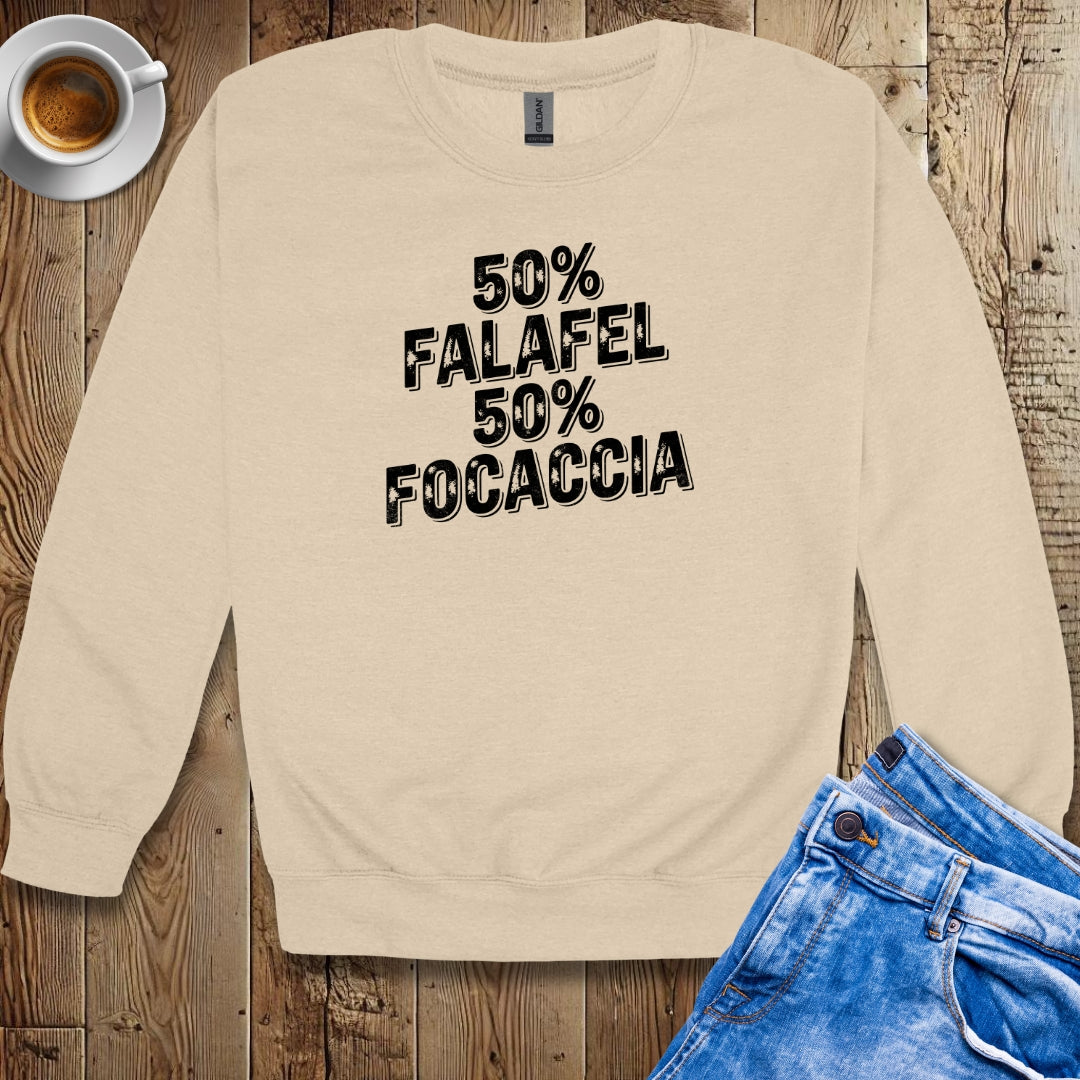 50% Falafel 50% Focaccia Half Lebanese Italian Crew Neck Sweatshirt