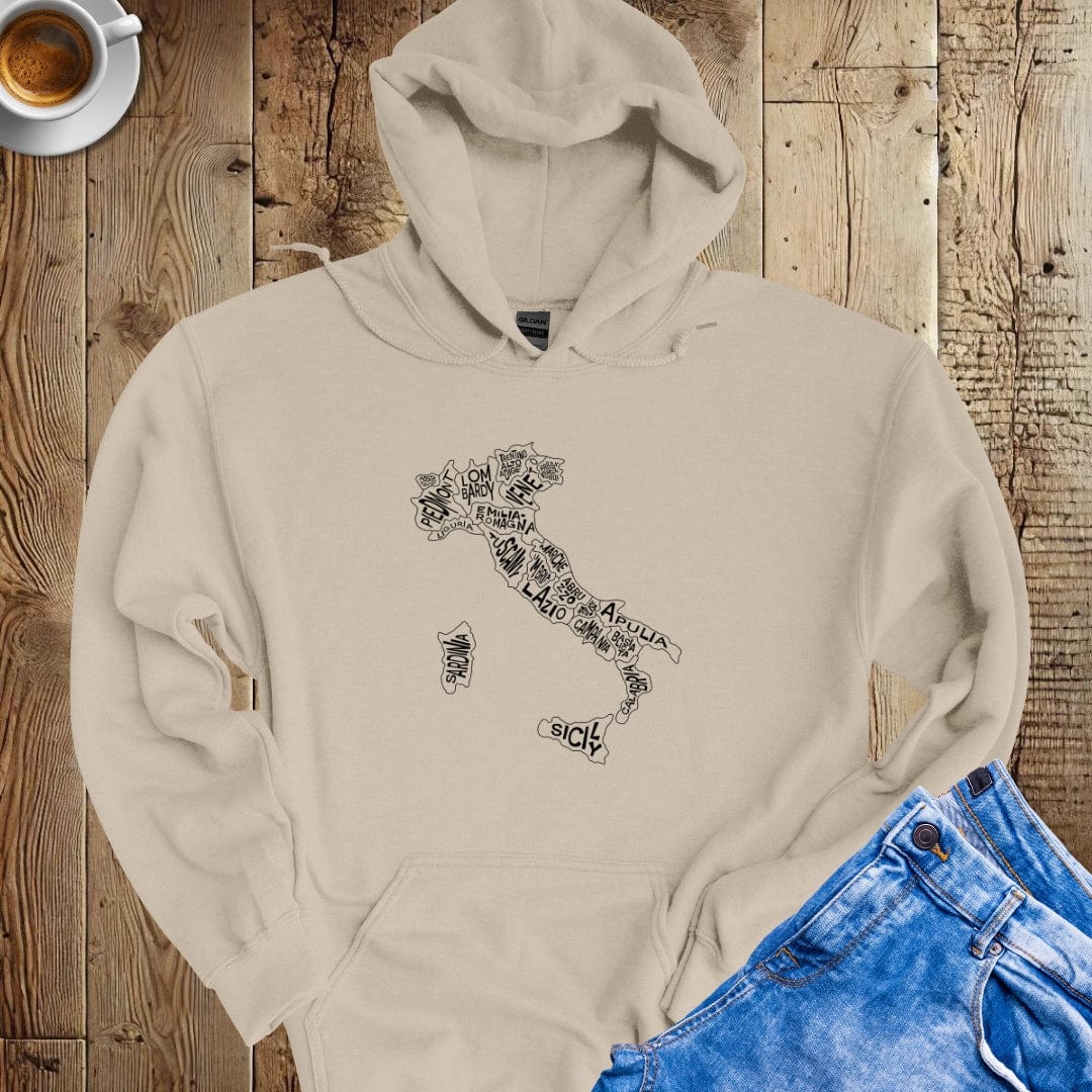 Regional Map of Italy Hoodie Sweatshirt