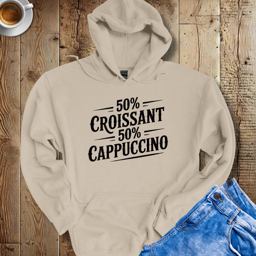 50% Croissant 50% Cappuccino Half French Italian Hoodie Sweatshirt
