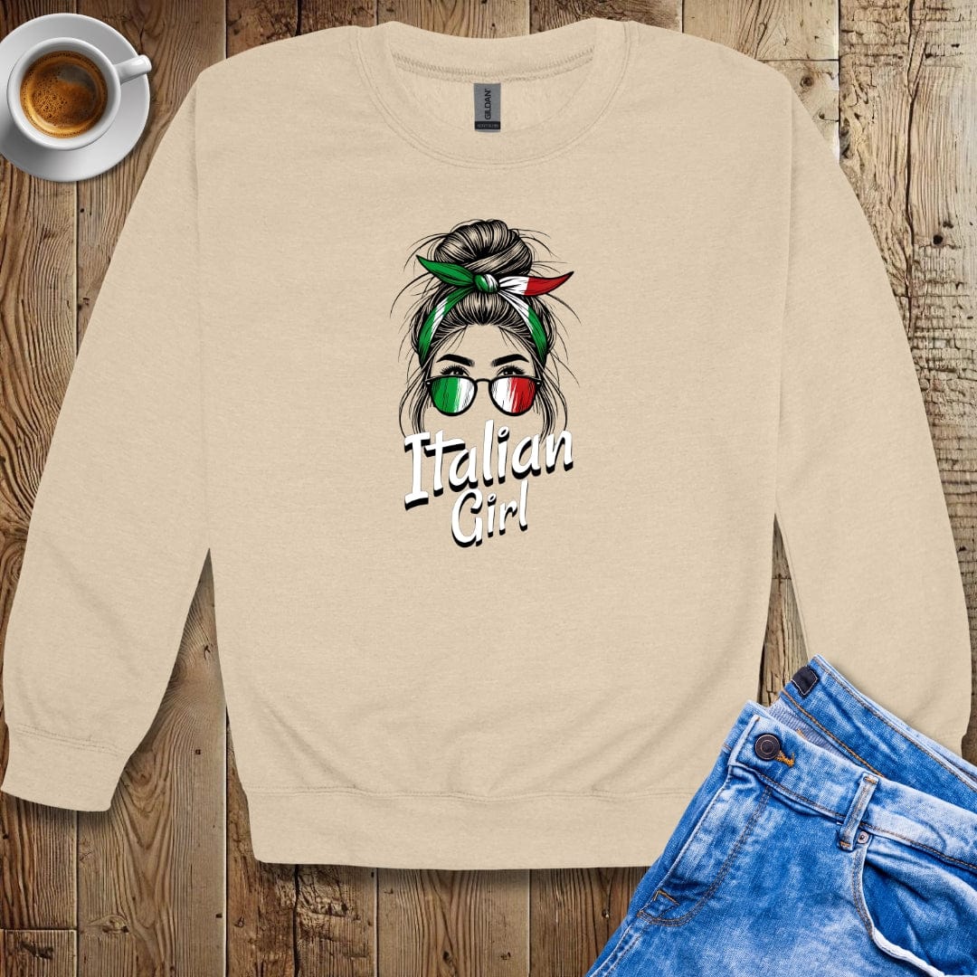 Messy Bun Italian Girl Crew Neck Sweatshirt