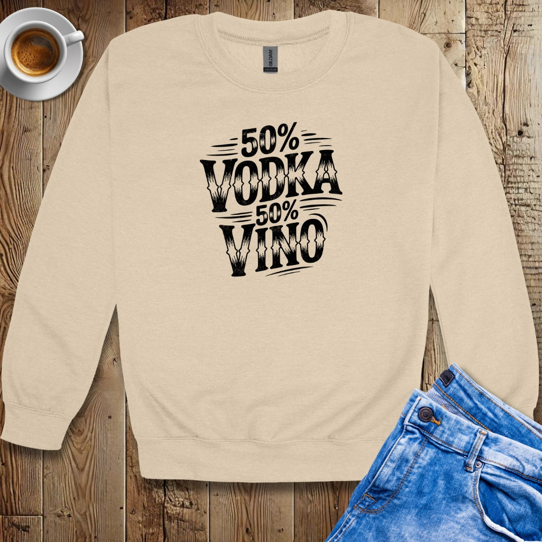 50% Vodka 50% Vino Half Russian Italian Crew Neck Sweatshirt