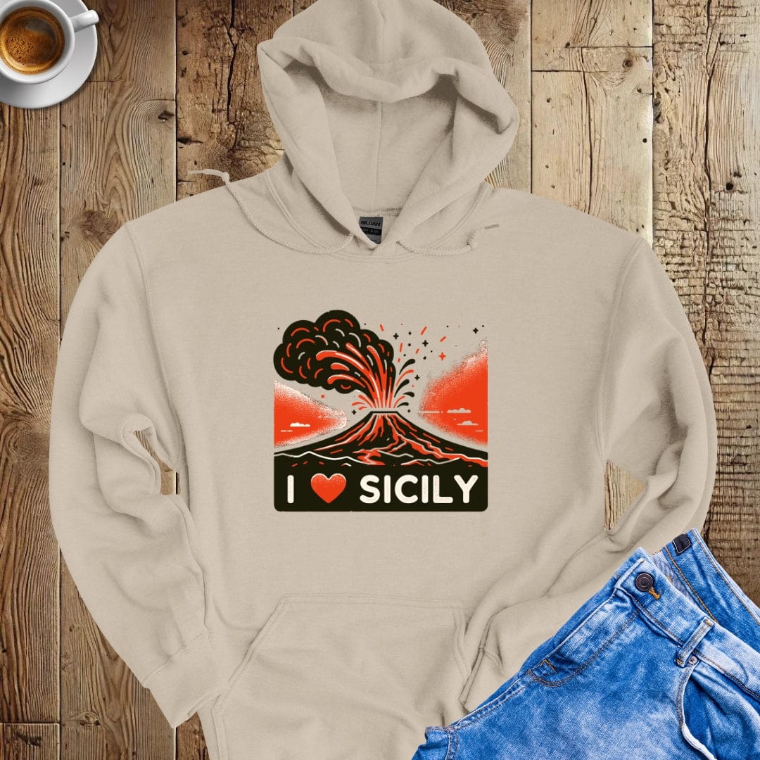 I Love Sicily Mt Etna Hoodie Sweatshirt