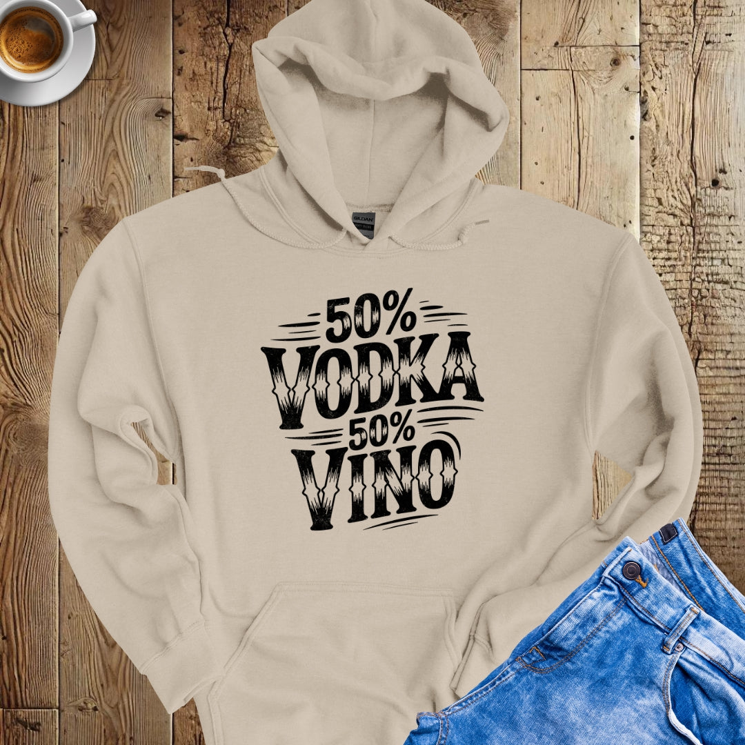 50% Vodka 50% Vino Half Russian Italian Hoodie Sweatshirt