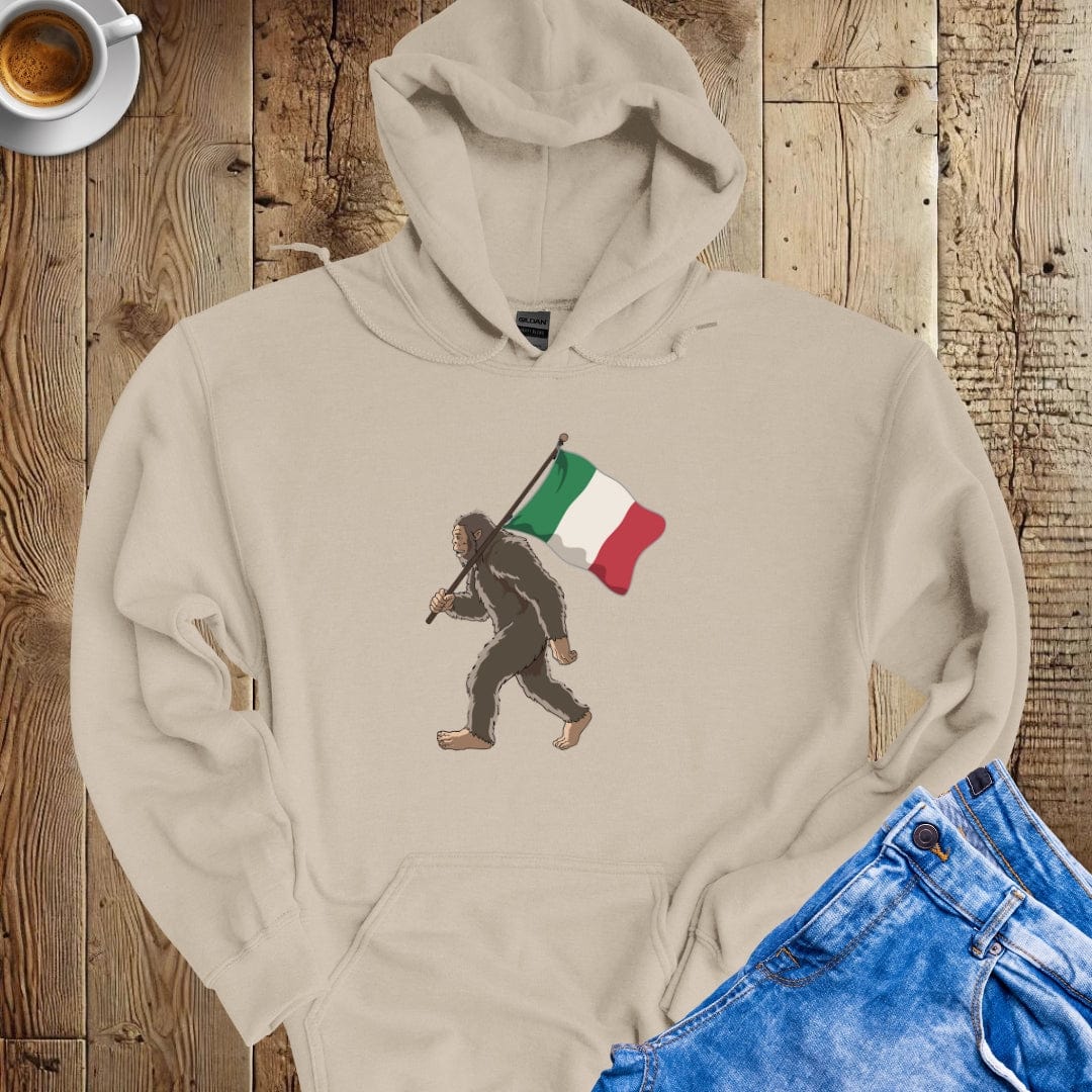 Bigfoot Sasquatch Italian Flag Hoodie Sweatshirt