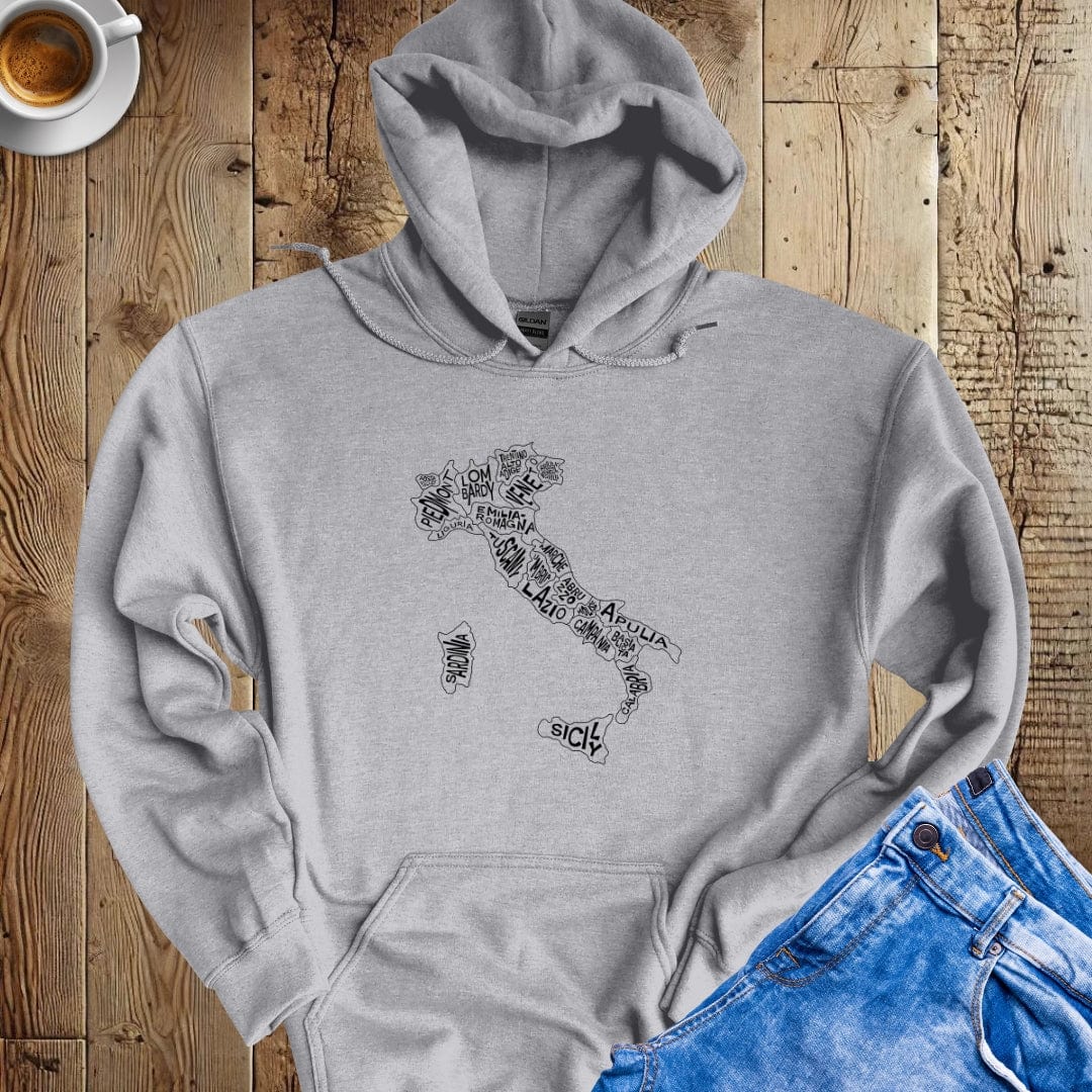 Regional Map of Italy Hoodie Sweatshirt