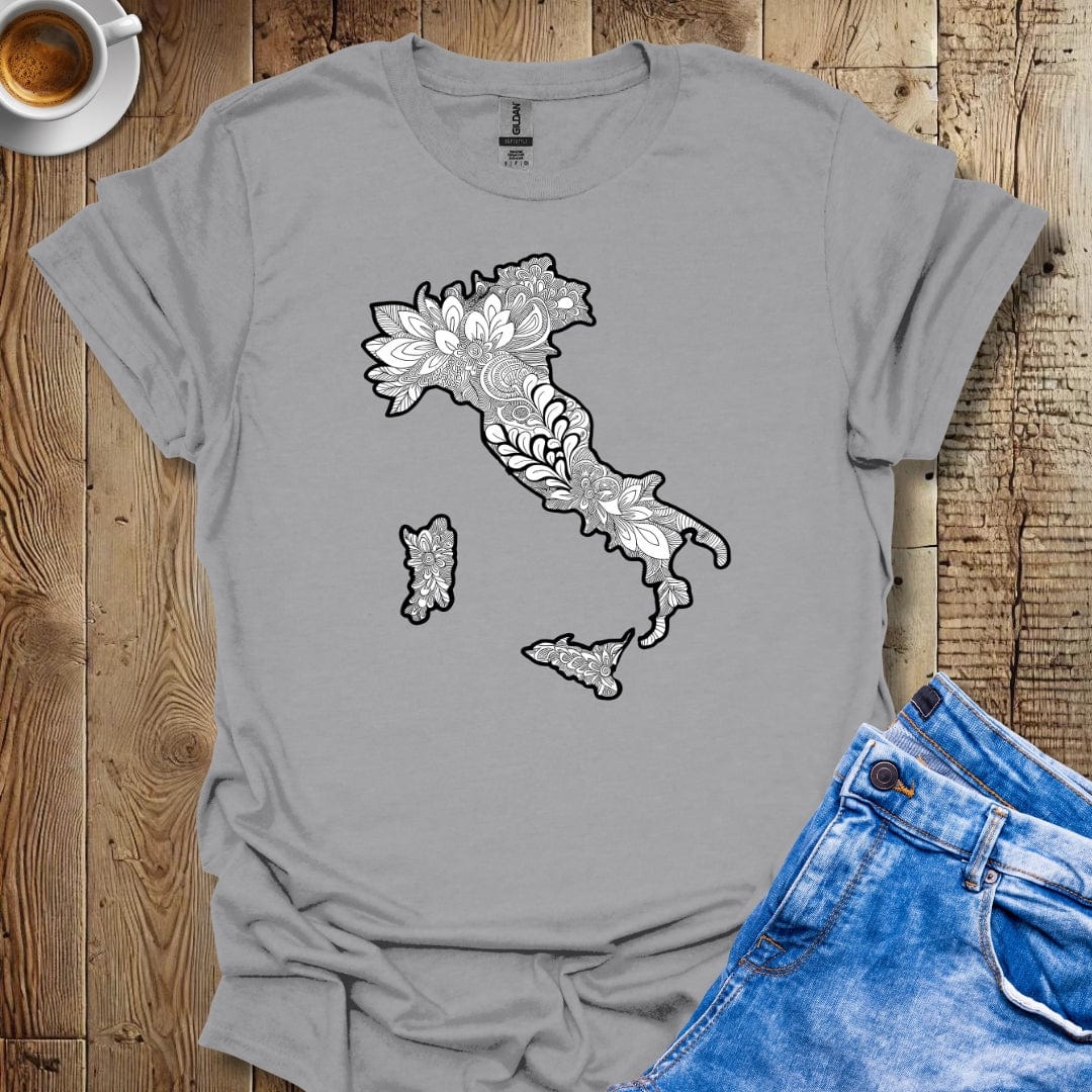 Black and White Italy Mandala Italian Pride T-shirt
