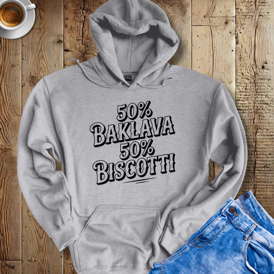 50% Baklava 50% Biscotti Half Greek Italian Hoodie Sweatshirt