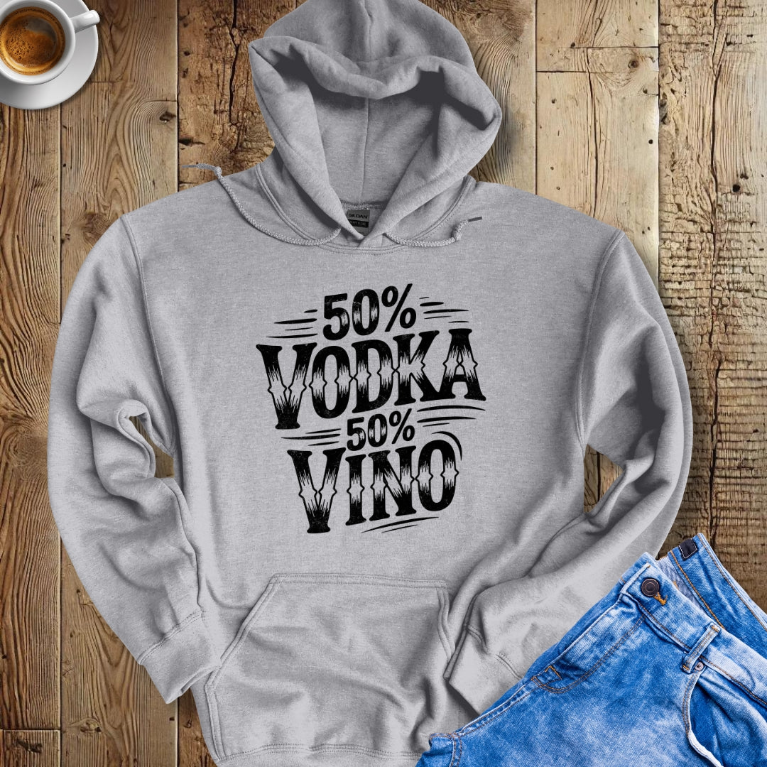 50% Vodka 50% Vino Half Russian Italian Hoodie Sweatshirt