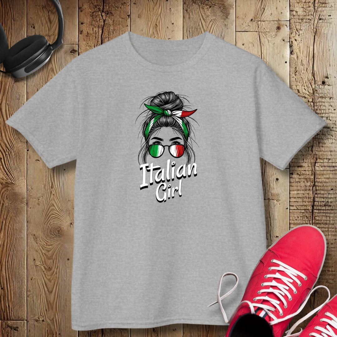 Messy Bun Italian Girl Kids Tee