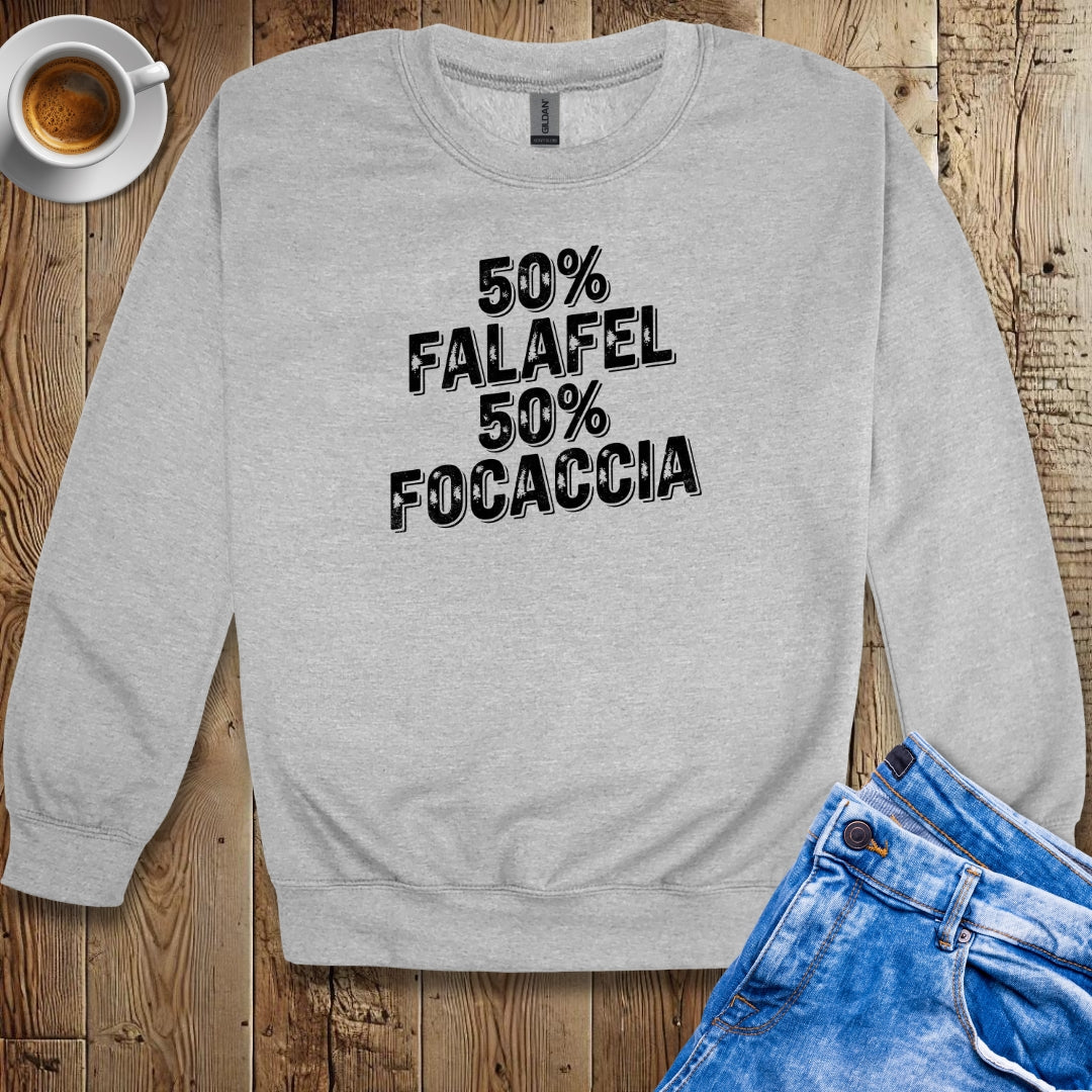 50% Falafel 50% Focaccia Half Lebanese Italian Crew Neck Sweatshirt