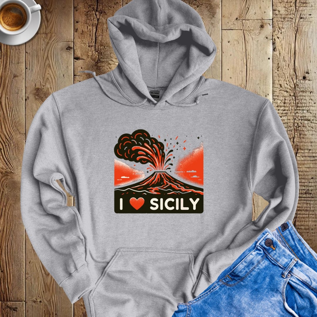 I Love Sicily Mt Etna Hoodie Sweatshirt