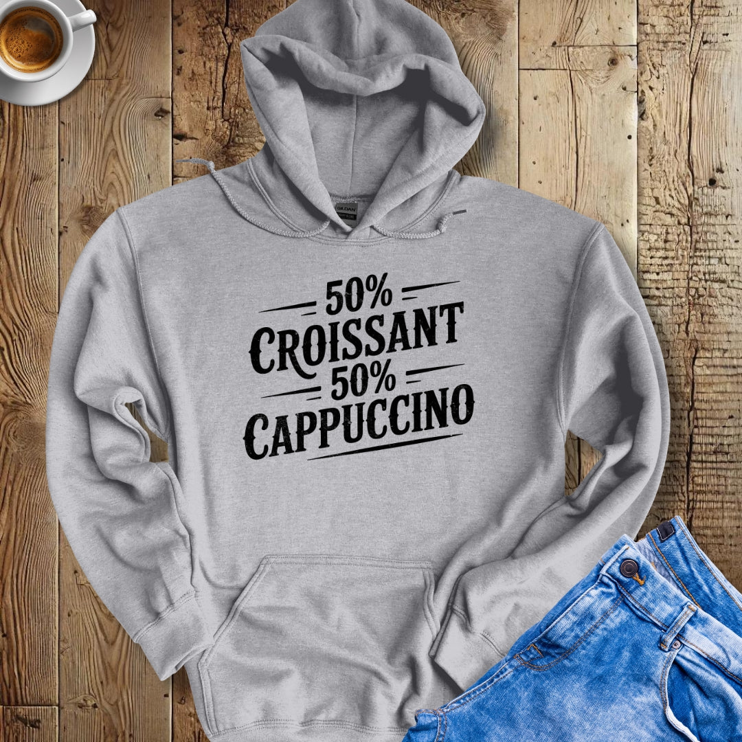 50% Croissant 50% Cappuccino Half French Italian Hoodie Sweatshirt