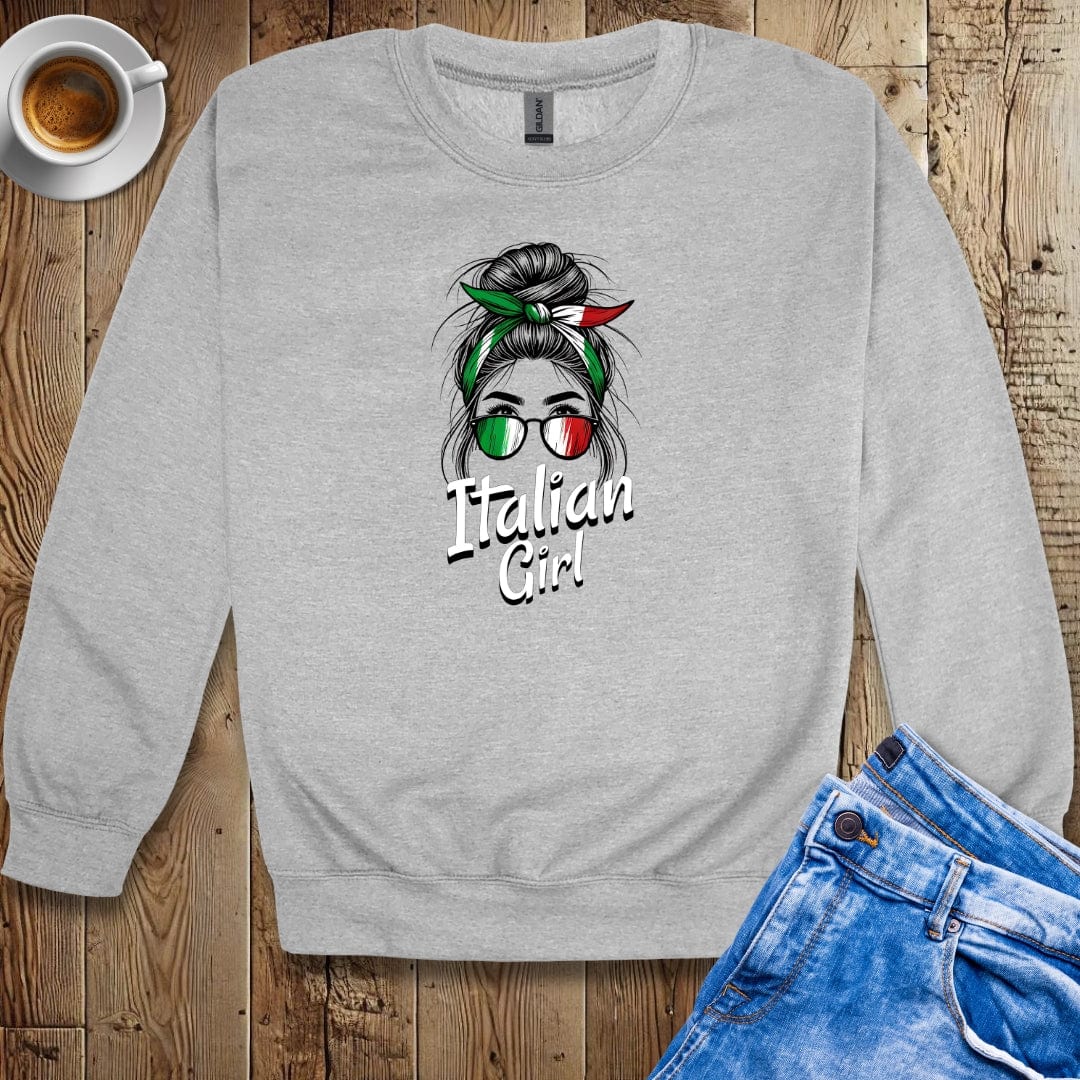 Messy Bun Italian Girl Crew Neck Sweatshirt