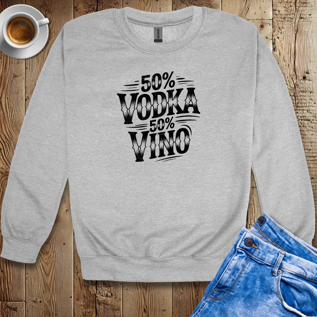 50% Vodka 50% Vino Half Russian Italian Crew Neck Sweatshirt