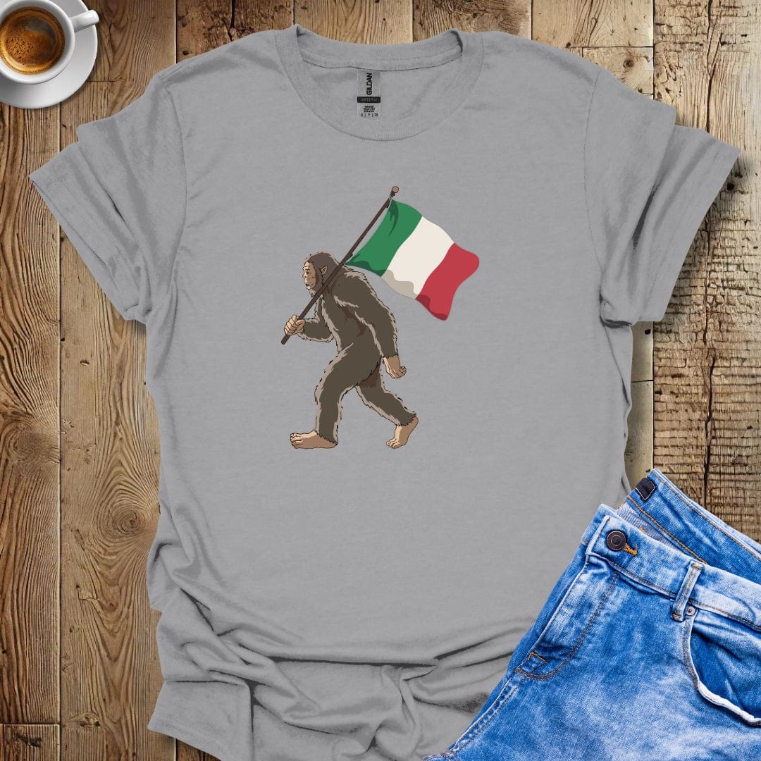 Sasquatch Big Foot with Italian Flag T-shirt