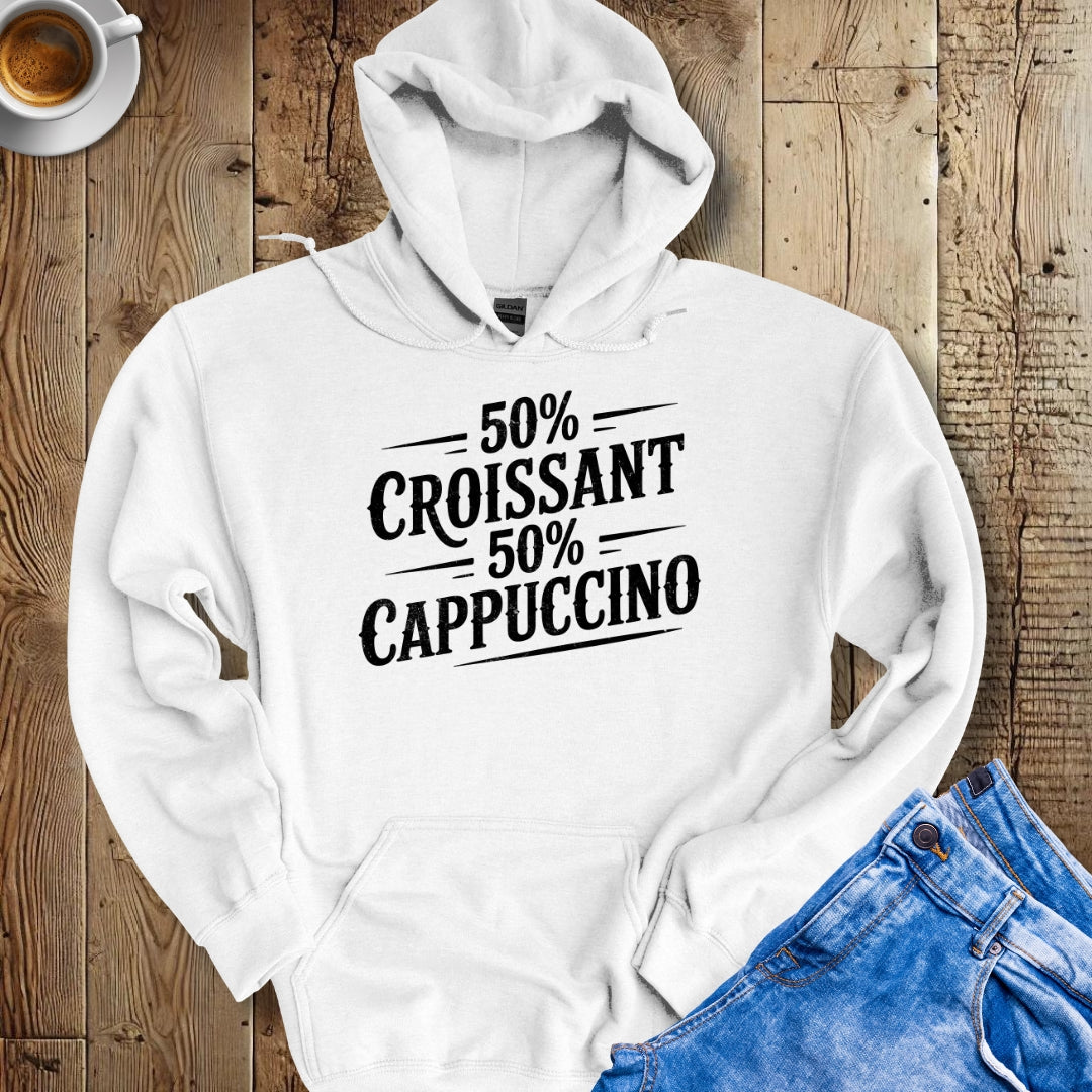 50% Croissant 50% Cappuccino Half French Italian Hoodie Sweatshirt
