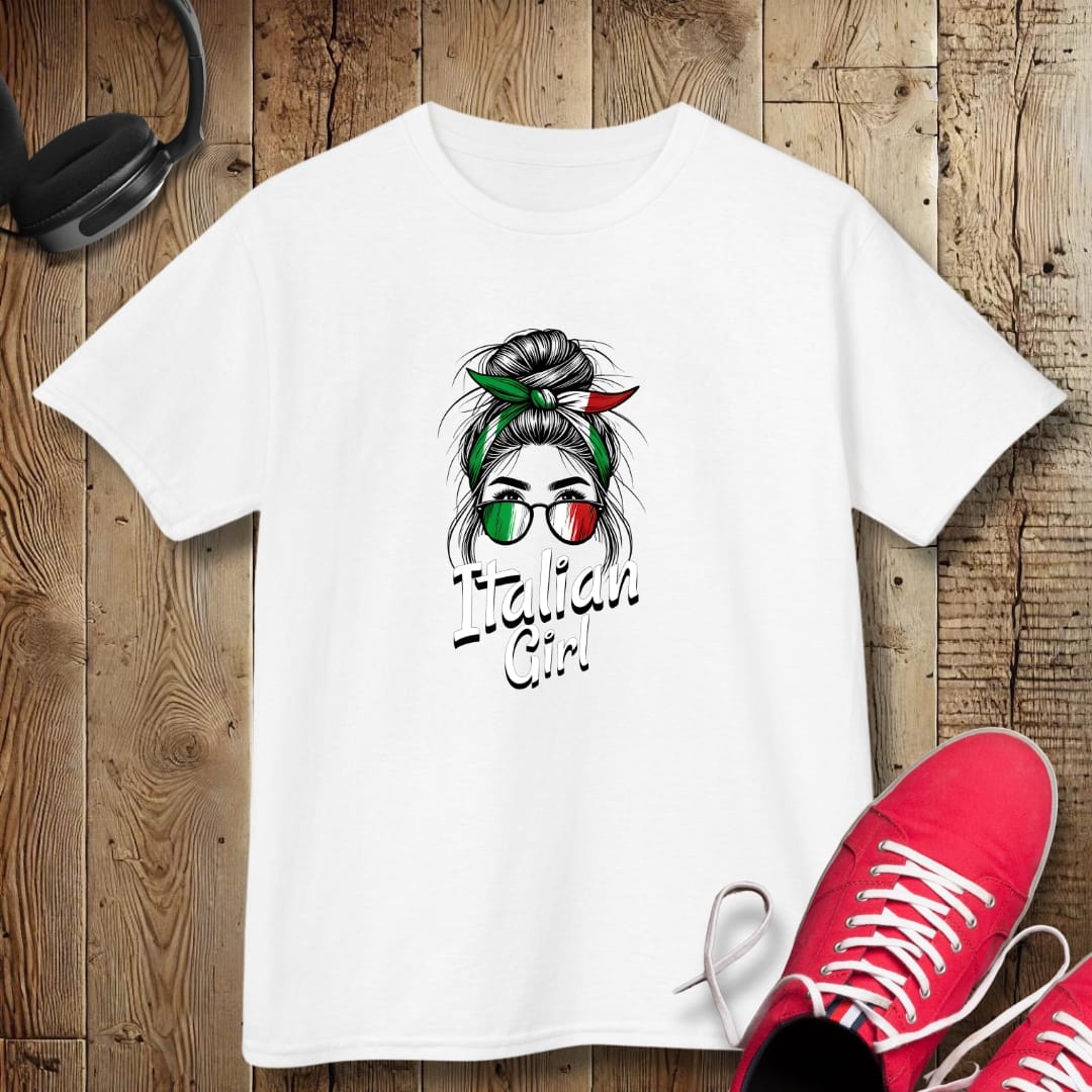 Messy Bun Italian Girl Kids Tee