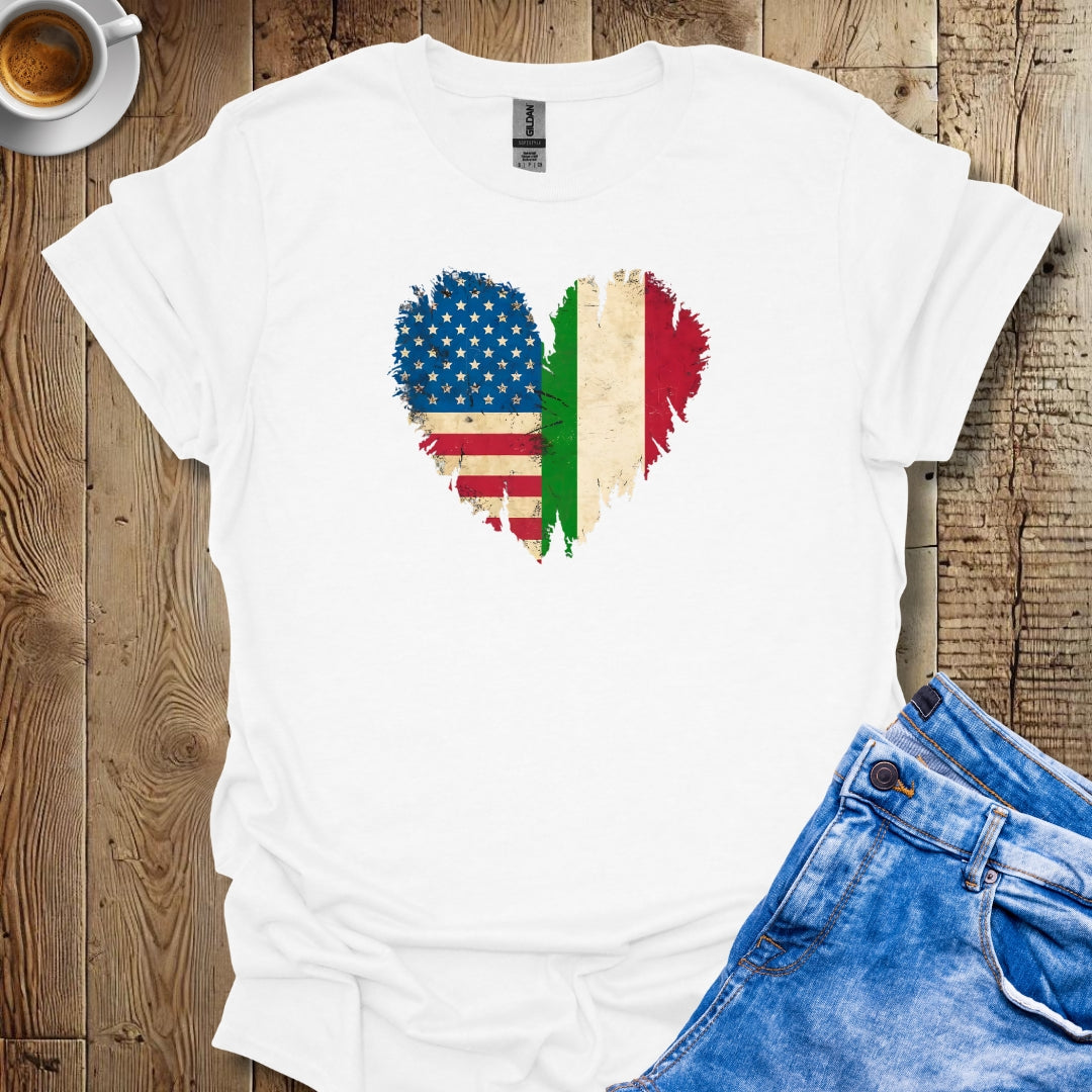 American Born with Italian Roots Distressed Flags Italian Pride T-shirt