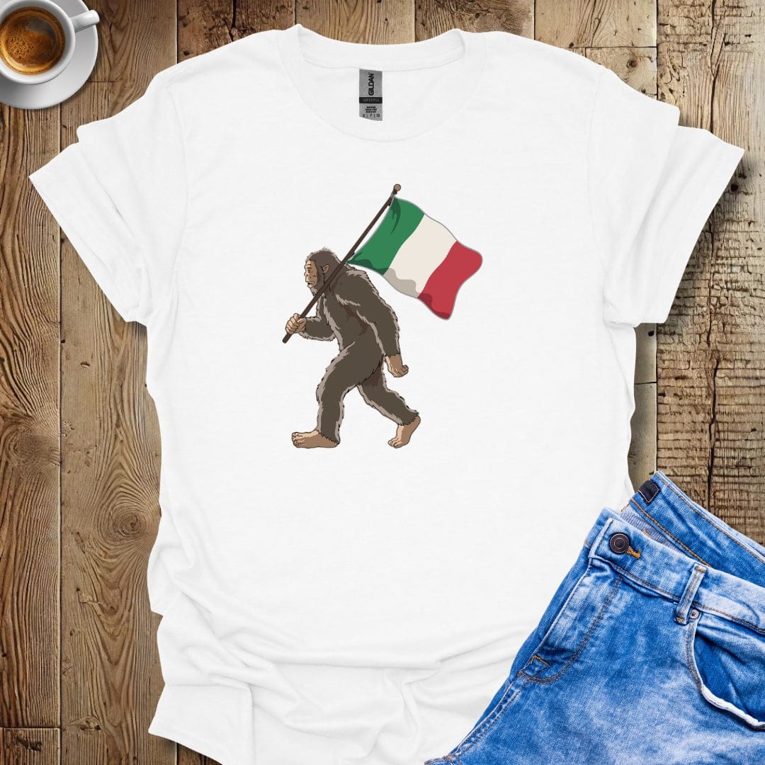 Sasquatch Big Foot with Italian Flag T-shirt