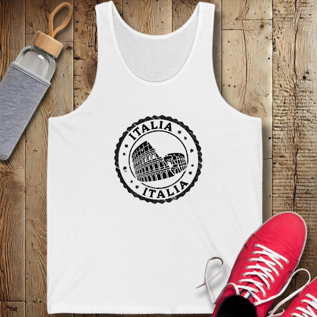 Rome Colosseum Passport Stamp Unisex Jersey Tank