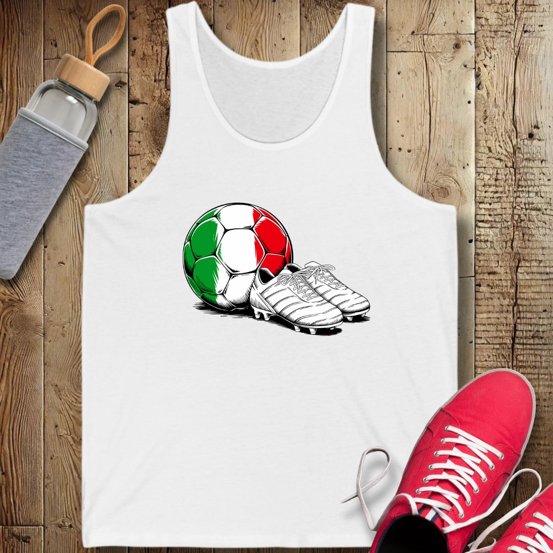 Italian Flag Soccer Ball and Cleats Unisex Jersey Tank