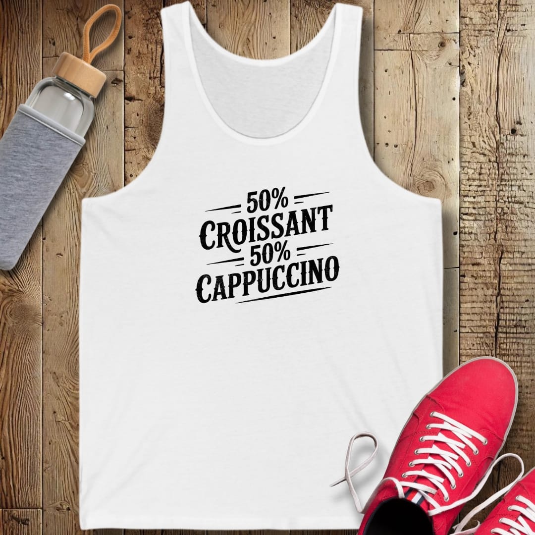 50% Croissant 50% Cappuccino Half French Italian Unisex Jersey Tank