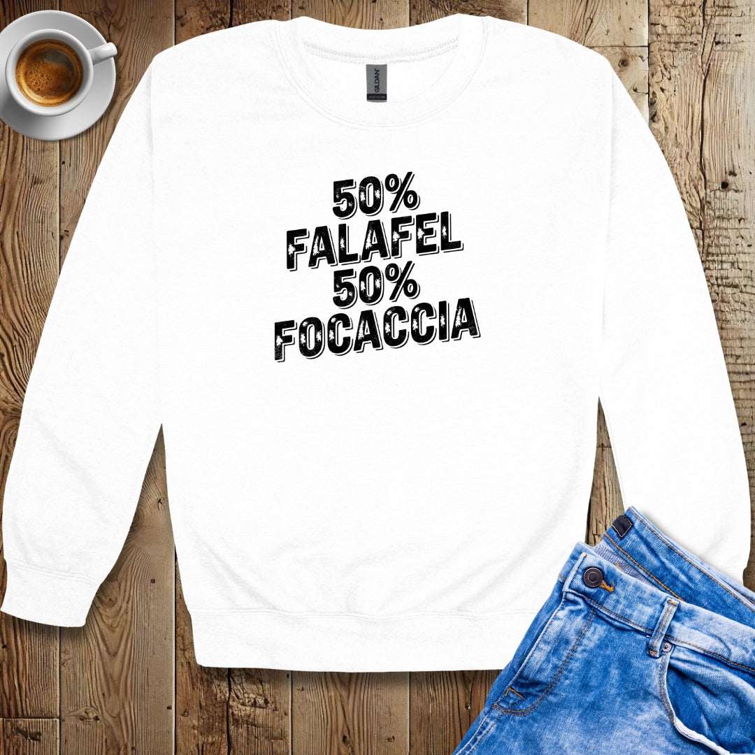 50% Falafel 50% Focaccia Half Lebanese Italian Crew Neck Sweatshirt