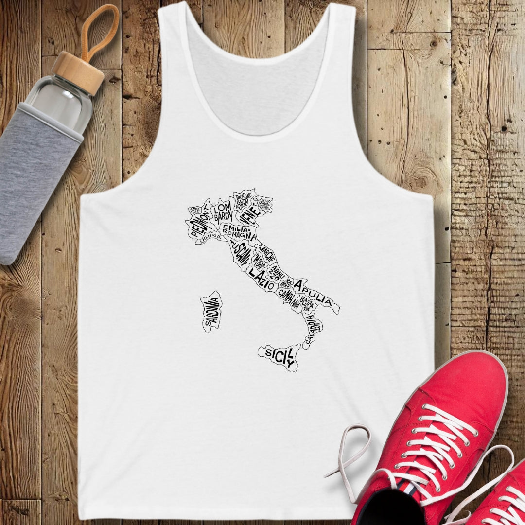 Regional Map of Italy Unisex Jersey Tank