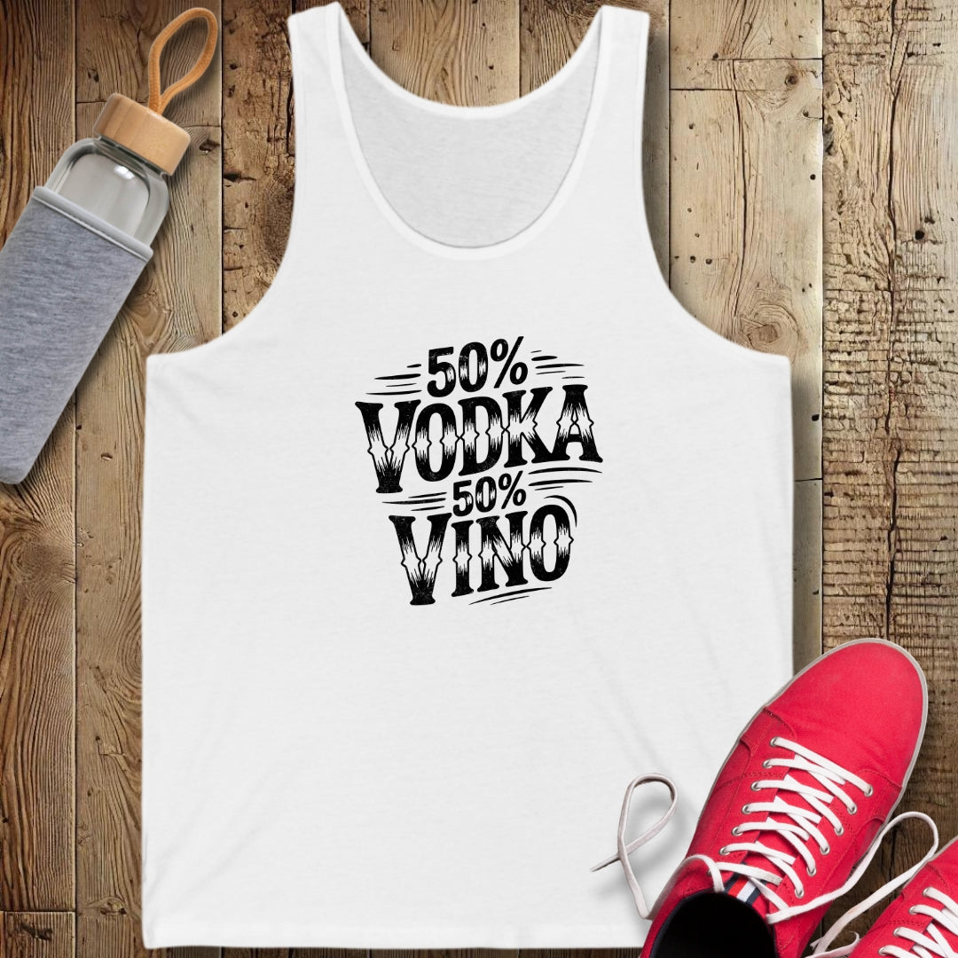 50% Vodka 50% Vino Half Russian Italian Unisex Jersey Tank