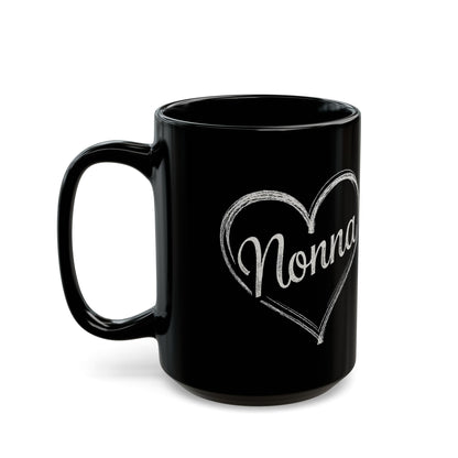 Nonna Chalk Heart Black Mug (11oz, 15oz)