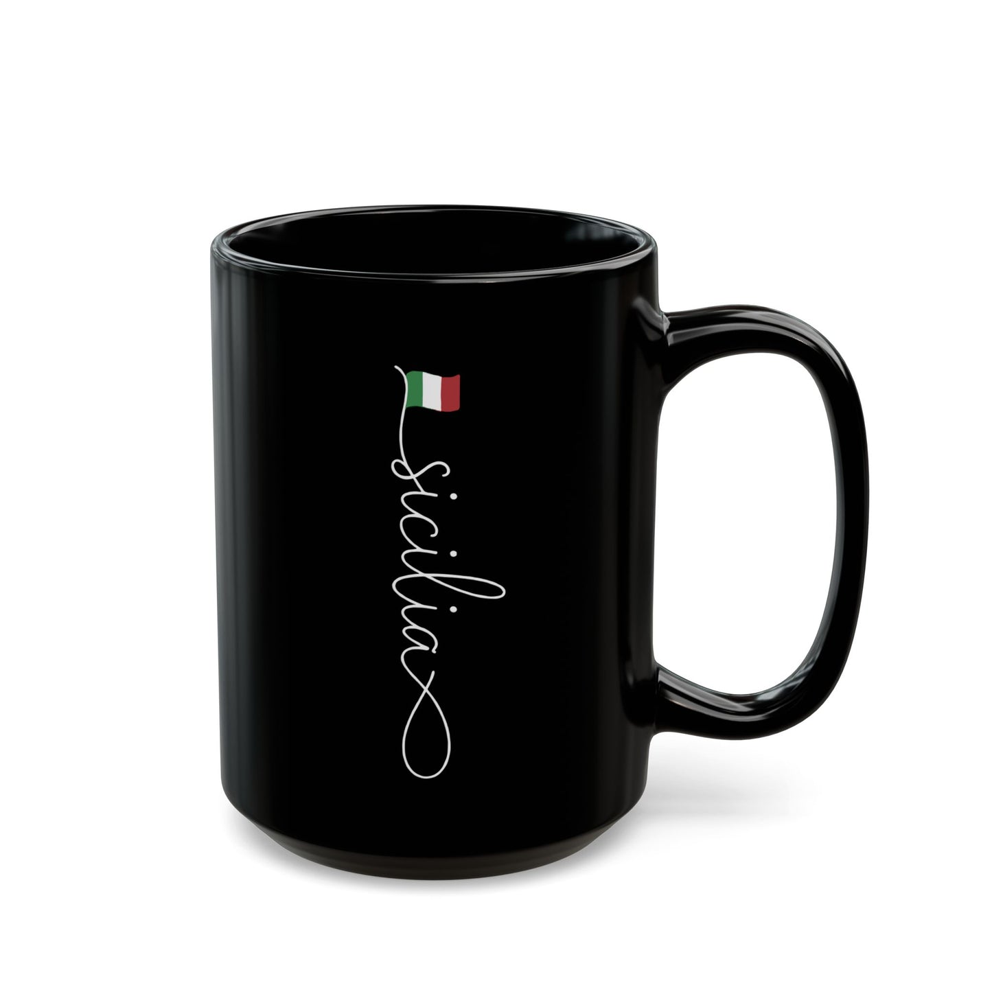 Vertical Sicilia Sicily Italian Flag Black Mug (11oz, 15oz)