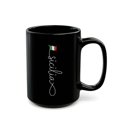 Vertical Sicilia Sicily Italian Flag Black Mug (11oz, 15oz)