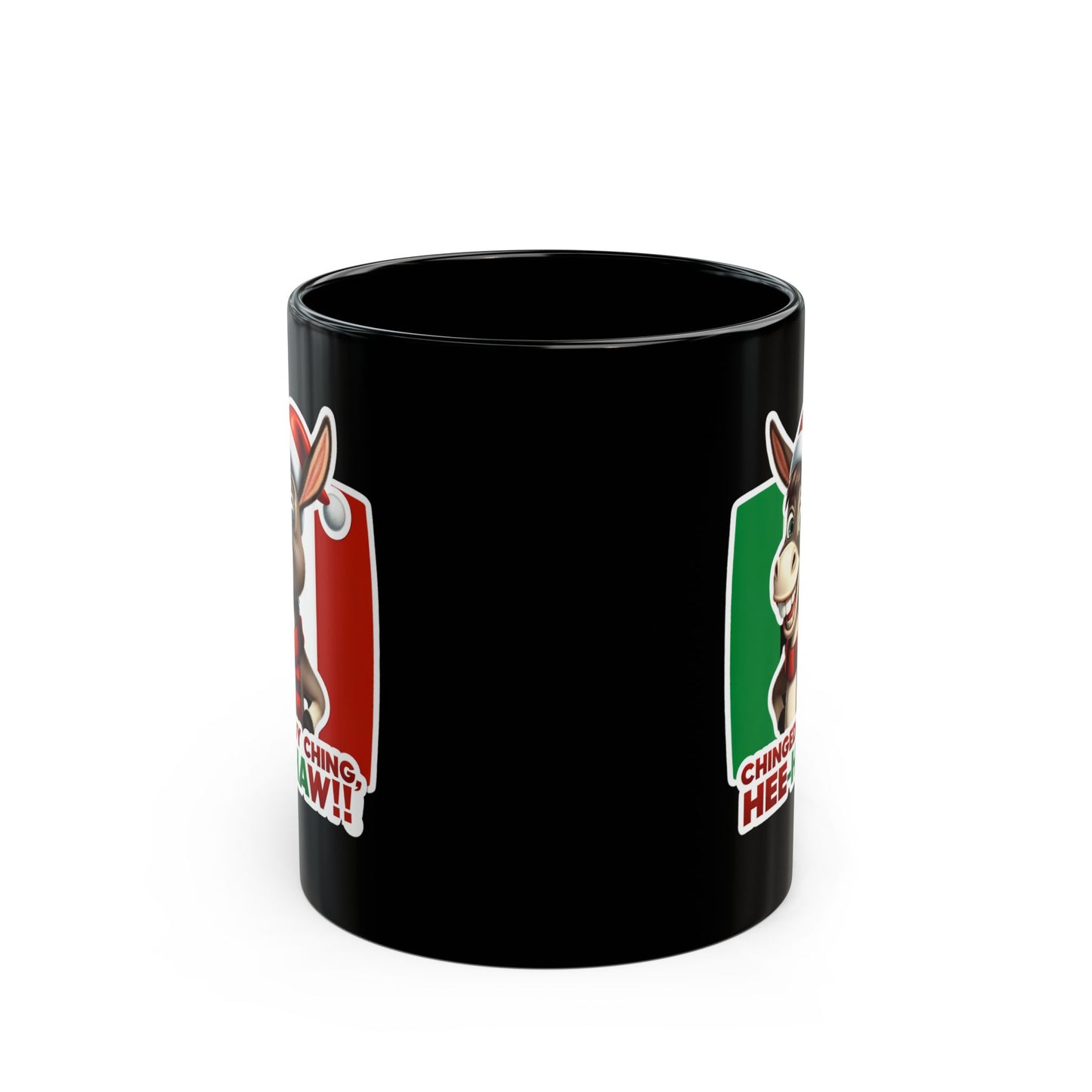 Dominick the Italian Christmas Donkey Black Mug (11oz, 15oz)