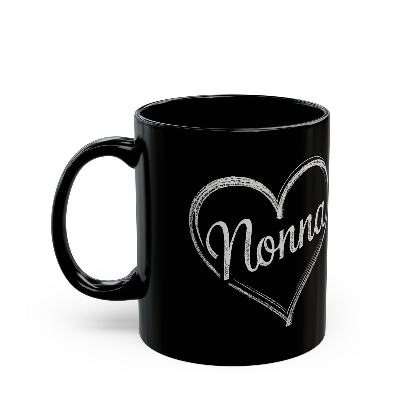 Nonna Chalk Heart Black Mug (11oz, 15oz)
