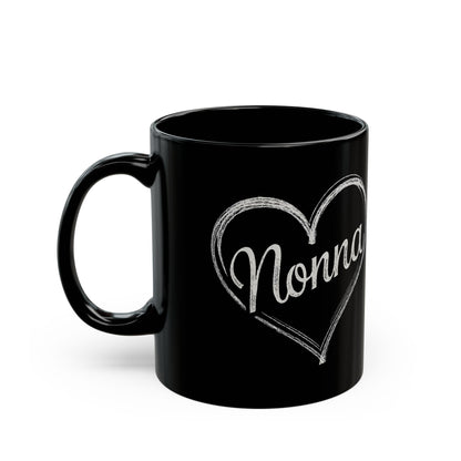 Nonna Chalk Heart Black Mug (11oz, 15oz)