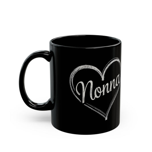 Nonna Chalk Heart Black Mug (11oz, 15oz)