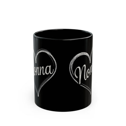 Nonna Chalk Heart Black Mug (11oz, 15oz)