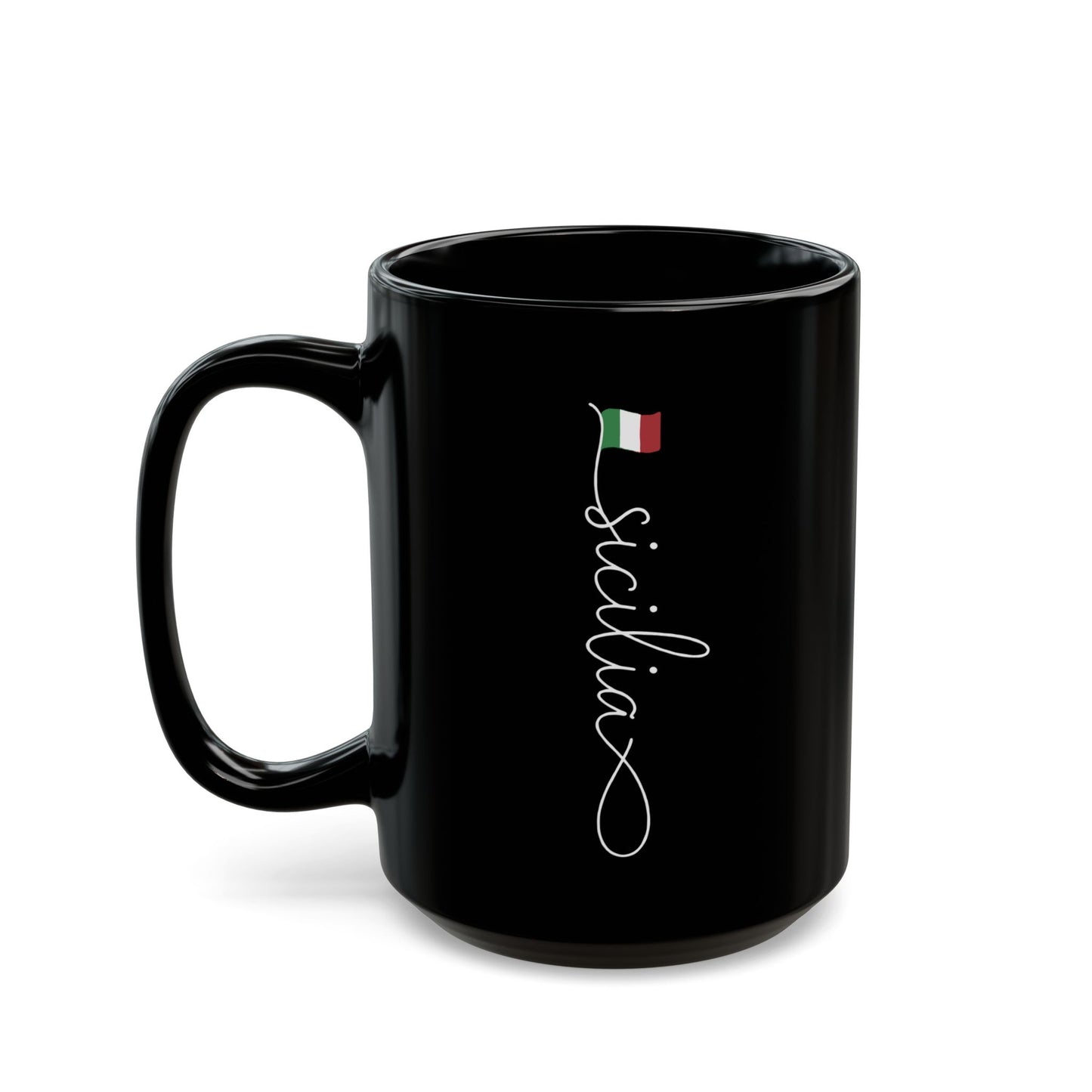 Vertical Sicilia Sicily Italian Flag Black Mug (11oz, 15oz)