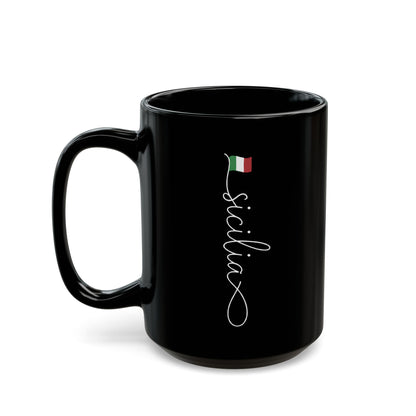 Vertical Sicilia Sicily Italian Flag Black Mug (11oz, 15oz)