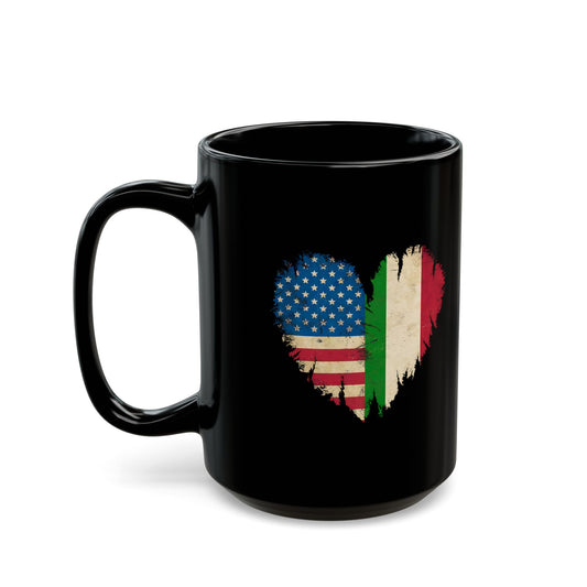 American Born Italian Roots Flags Black Mug (11oz, 15oz)