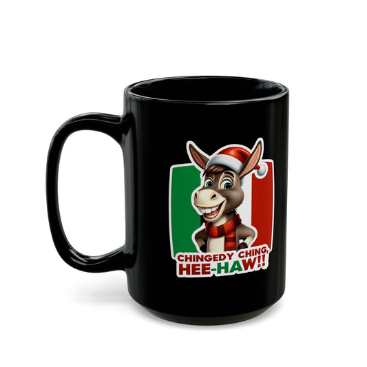 Dominick the Italian Christmas Donkey Black Mug (11oz, 15oz)