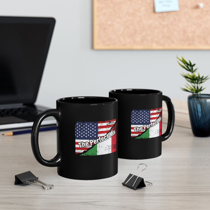 The Perfect Mix Italian American Flags Black Mug (11oz, 15oz)