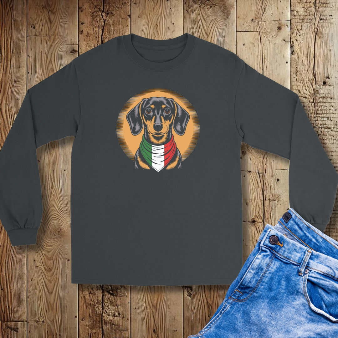 Dachshund Italian Flag Bandana Unisex Long Sleeve Tee