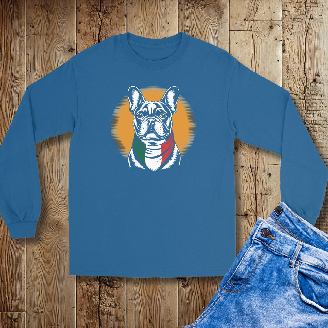 French Bulldog Italian Flag Bandana Unisex Long Sleeve Tee