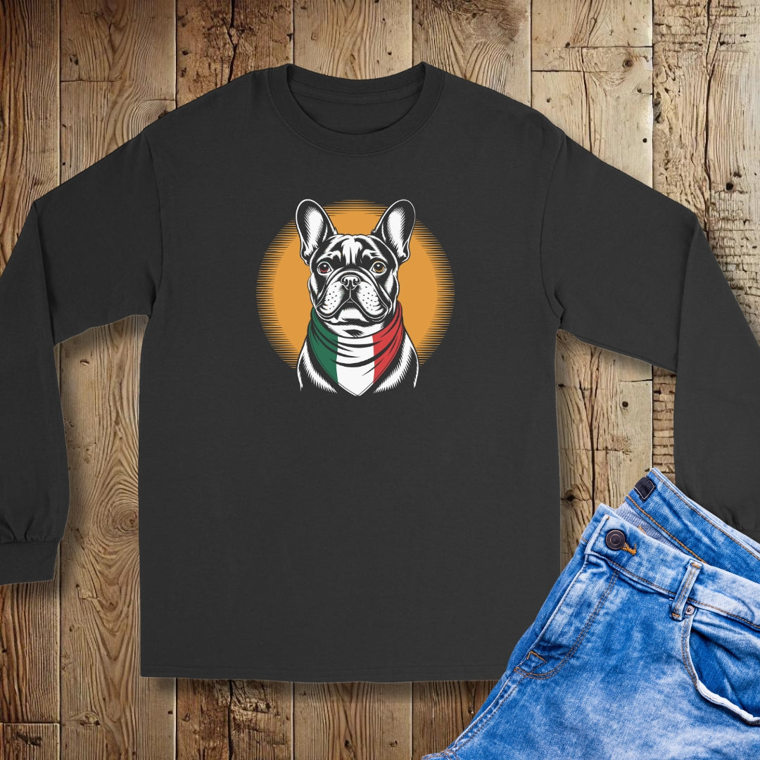 French Bulldog Italian Flag Bandana Unisex Long Sleeve Tee