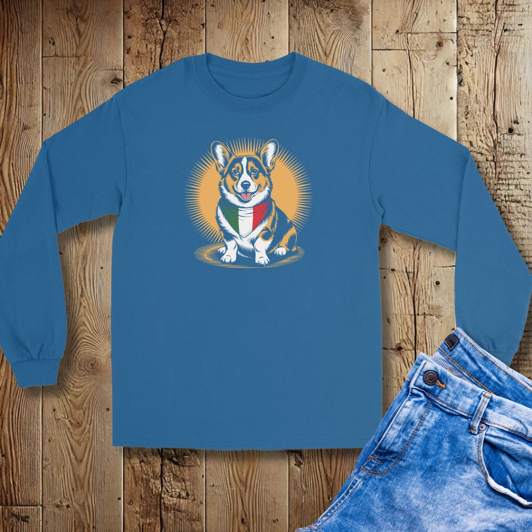 Corgi Italian Flag Bandana Unisex Long Sleeve Tee