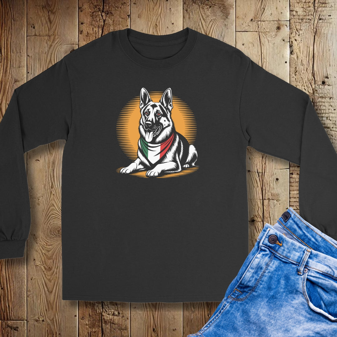 German Shepherd Italian Flag Bandana Unisex Long Sleeve Tee