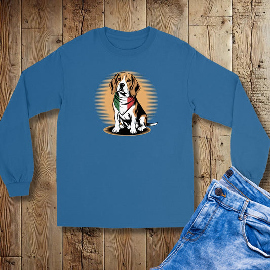 Beagle Italian Flag Bandana Unisex Long Sleeve Tee