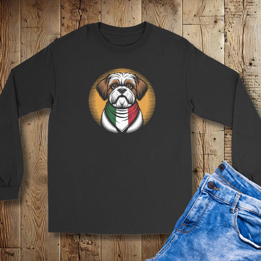 Shih Tzu Italian Flag Bandana Unisex Long Sleeve Tee
