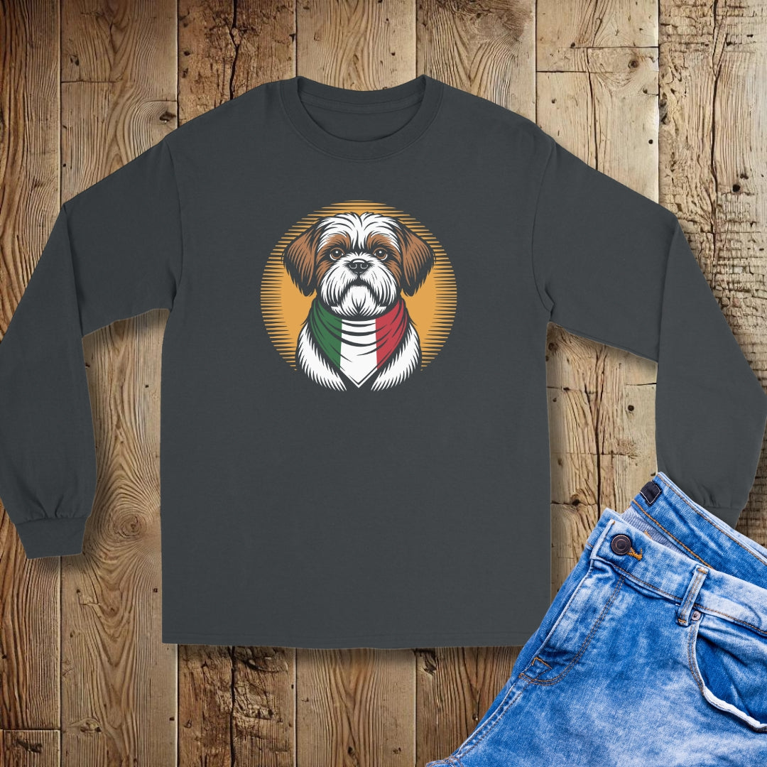 Shih Tzu Italian Flag Bandana Unisex Long Sleeve Tee